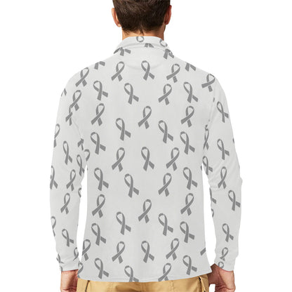 Brain cancer Pattern Print Design 01 Long Sleeve Polo Shirt For Men's
