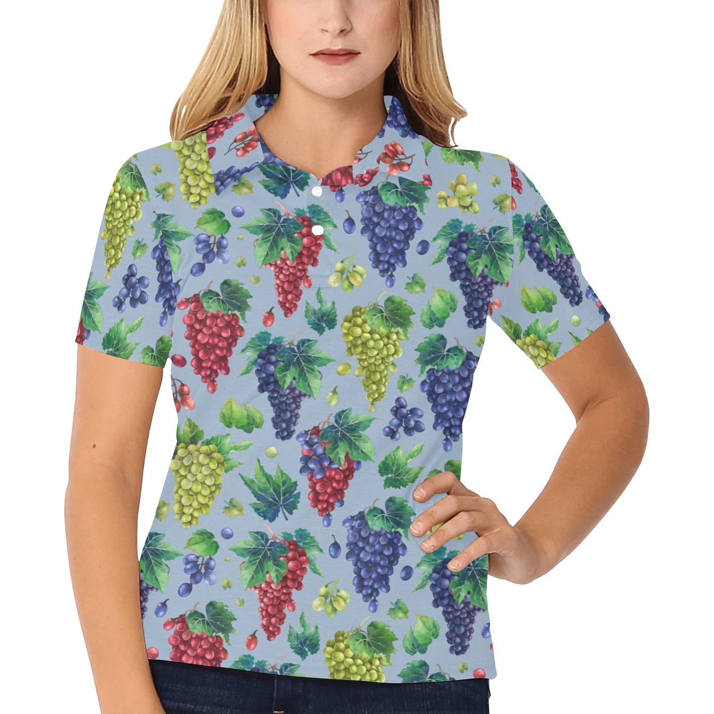 Grape Pattern Print Design GP06 Women's Polo Shirt