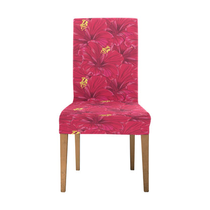 Hibiscus Red Pattern Print LKS308 Dining Chair Slipcover
