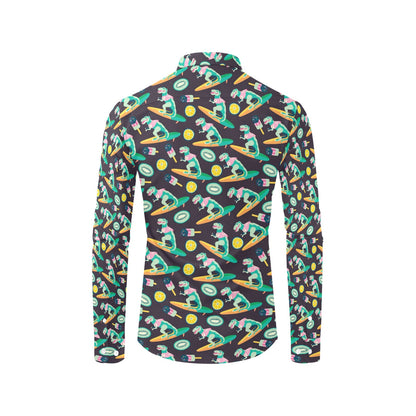 Surfboard T Rex Print Design LKS301 Men's Long Sleeve Dress Shirt
