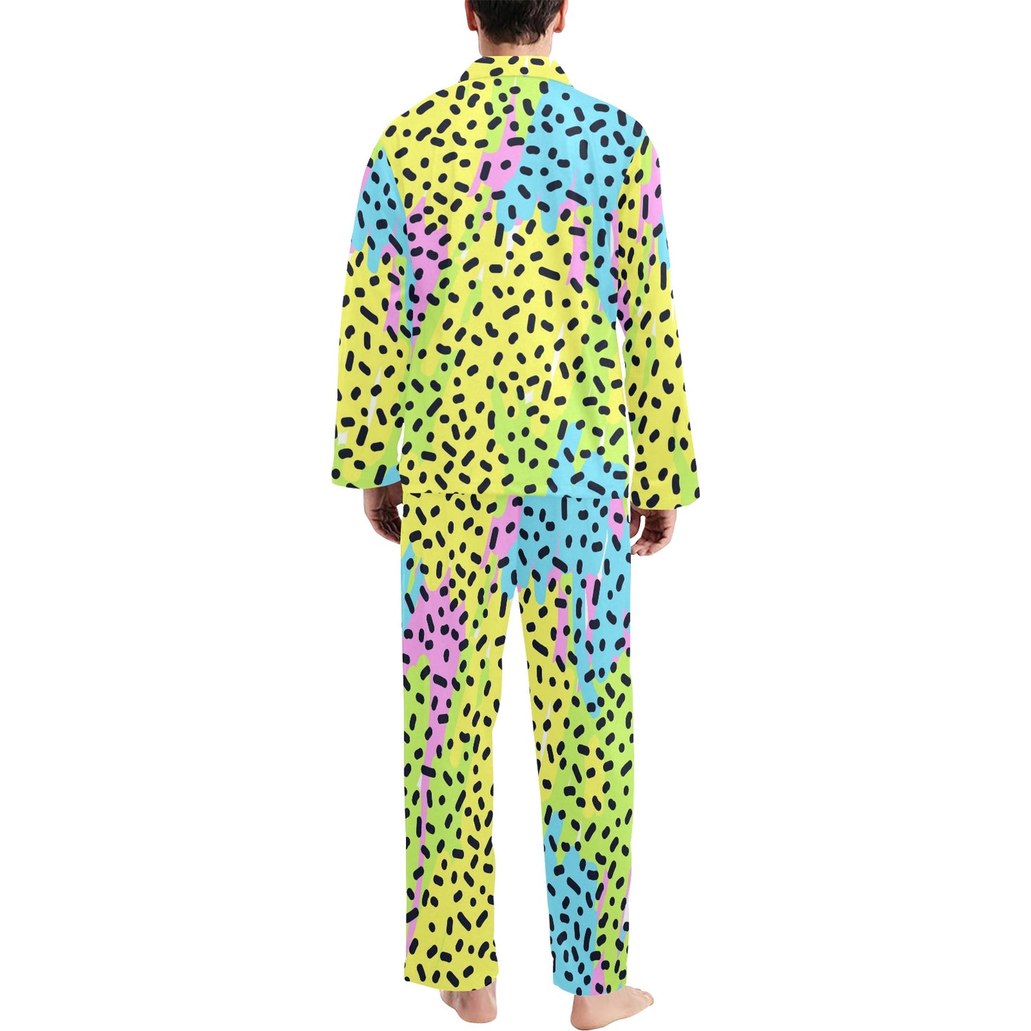 90s Pattern Print Design 2 Men's Long Pajama Set