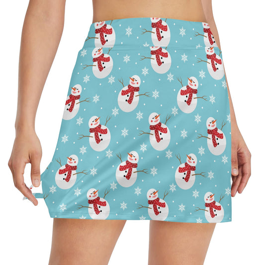 Snowman Print Design LKS304 17" Golf & Pickleball Skort with Pockets
