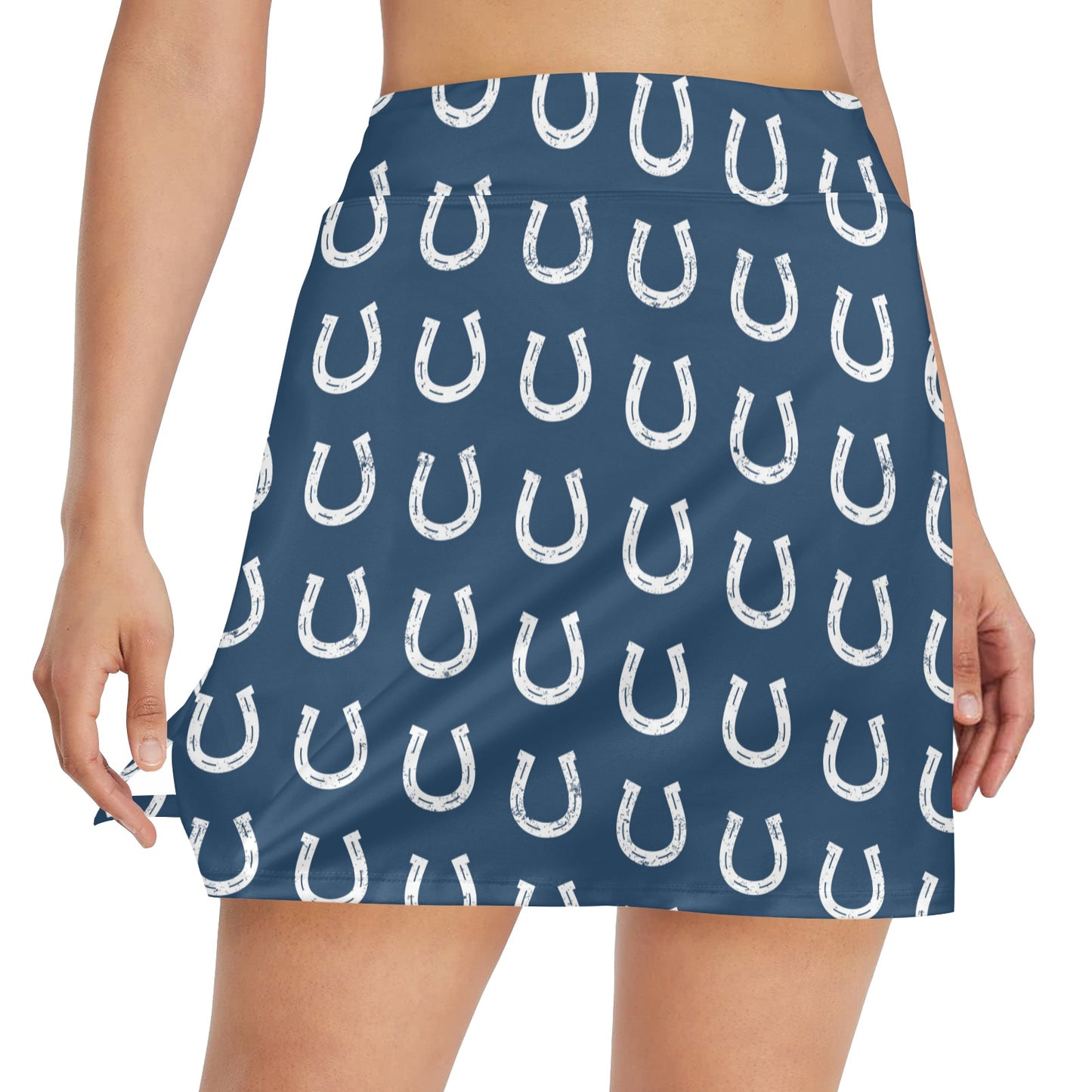 Horseshoe Print Design LKS301 Women's Golf Skirt with Pocket