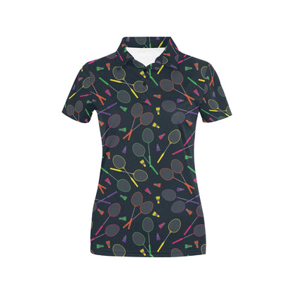 Badminton Pattern Print Design 04 Women's Polo Shirt