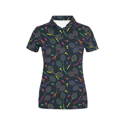 Badminton Pattern Print Design 04 Women's Polo Shirt