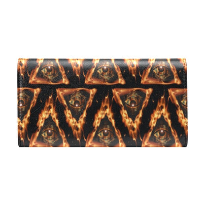 Eye of Horus in Flame Print Women's Trifold Wallet