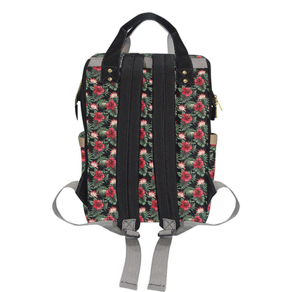 Flower Hawaiian Red Hibiscus Design Print Diaper Bag Backpack