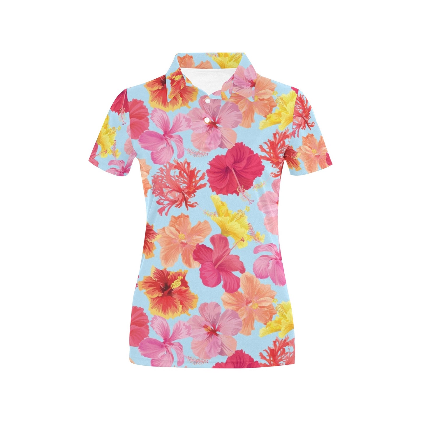 Hibiscus Pattern Print Design HB020 Women's Polo Shirt