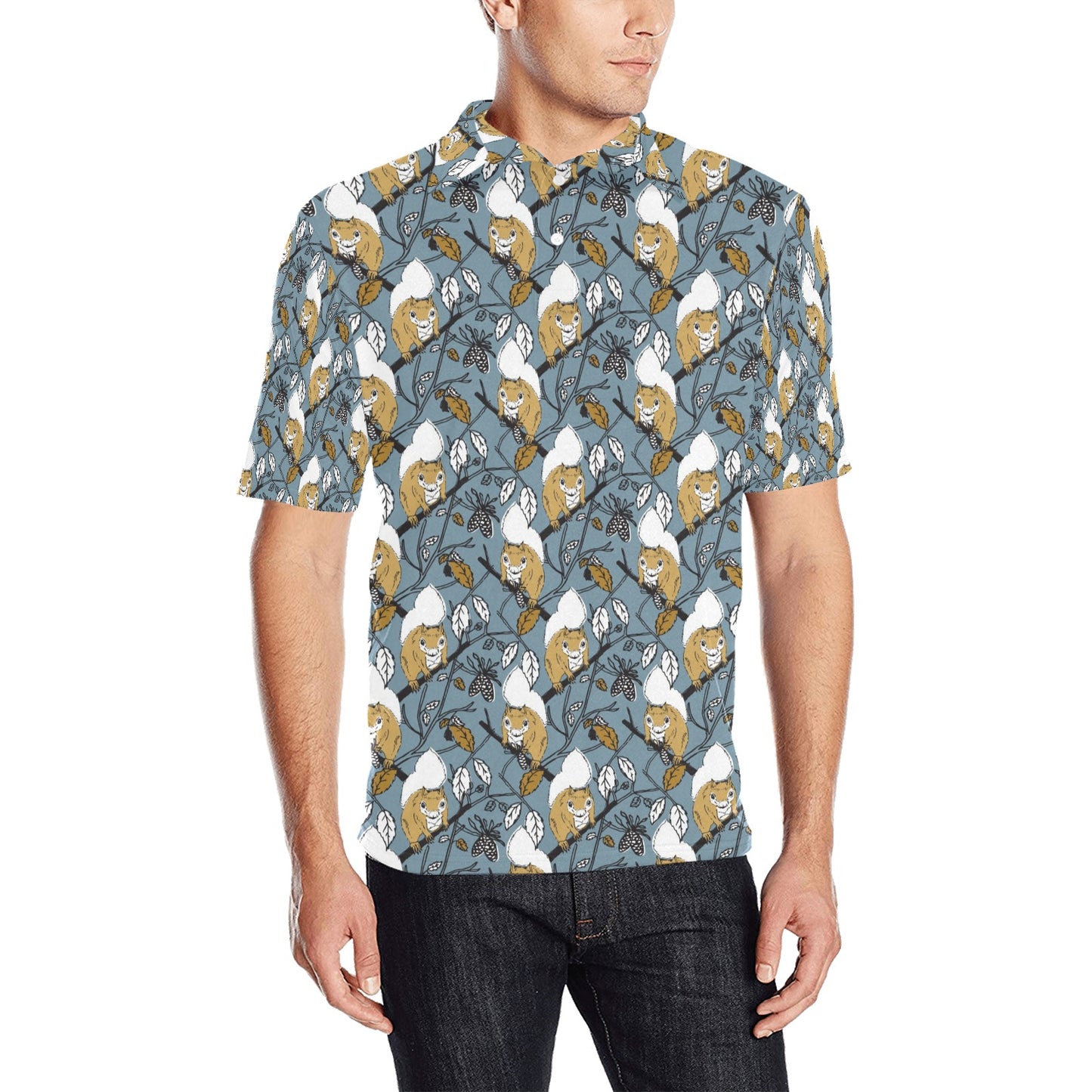 Squirrel Print Design LKS305 Men Polo Shirt