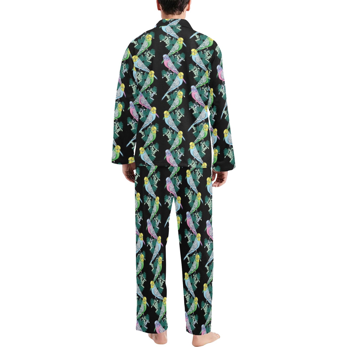 Budgerigar Pattern Print Design 03 Men's Long Pajama Set