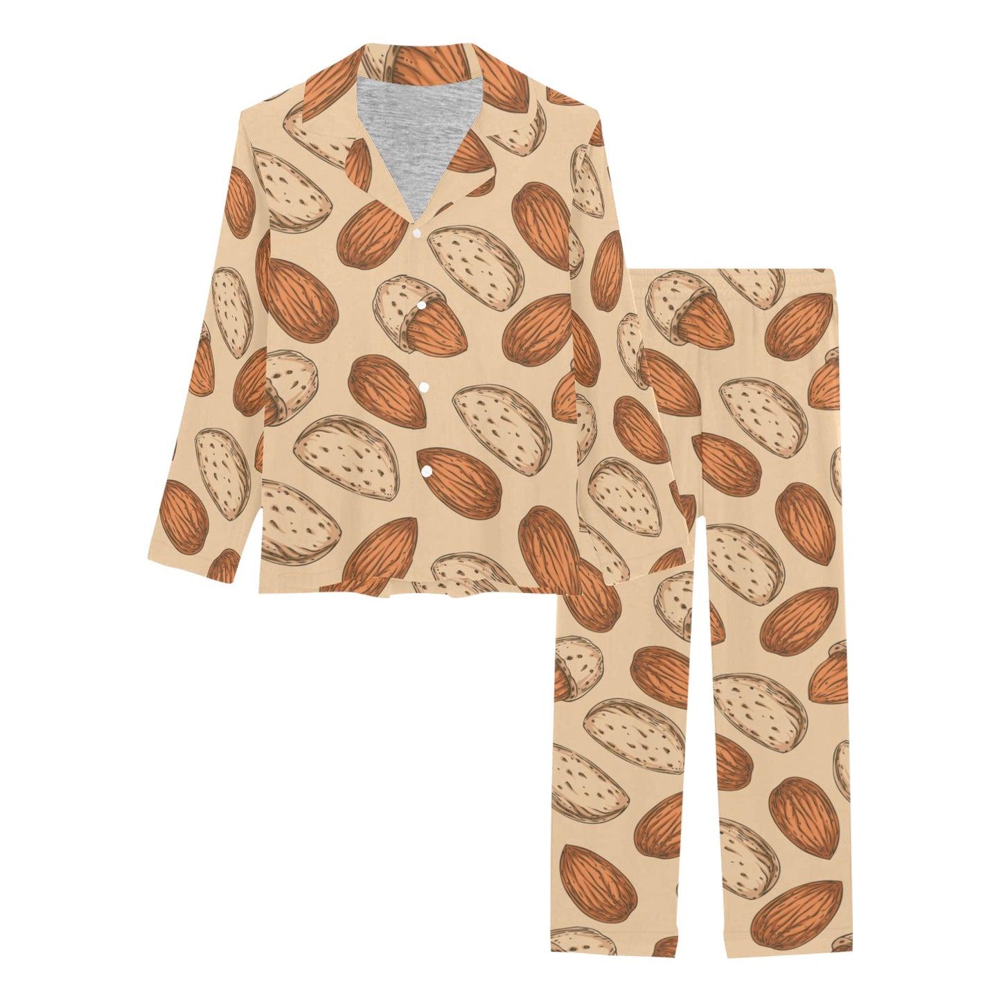 Almond Pattern Print Design 04 Women's Long Pajama Set