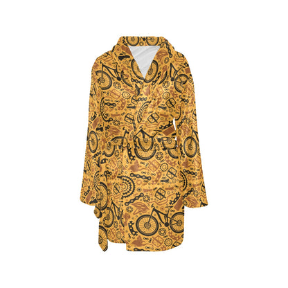 Mountain bike Pattern Print Design 03 Women's Fleece Robe