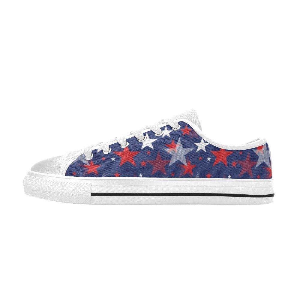 Star Print Design LKS304 Women's White Low Top Shoes