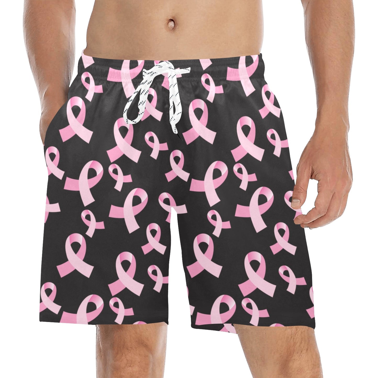 Breast Cancer Awareness Design Men's Swim Trunks Beach Shorts