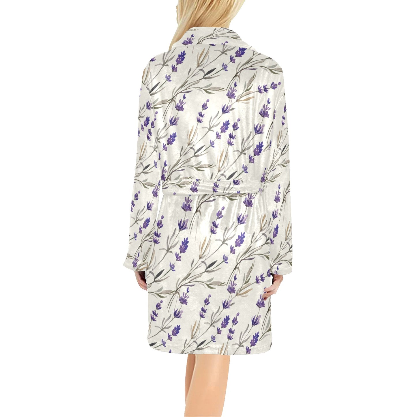 Lavender Pattern Print Design 01 Women's Fleece Robe