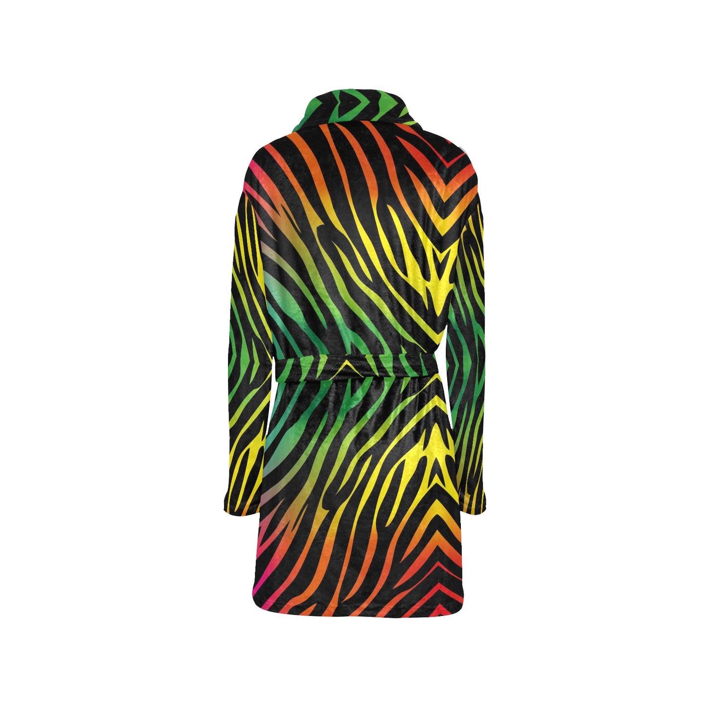 Rainbow Zebra Themed Print Women's Fleece Robe