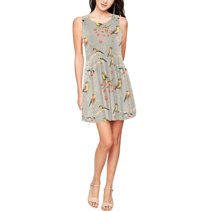 Birds Pattern Print Design 03 Sleeveless Dress