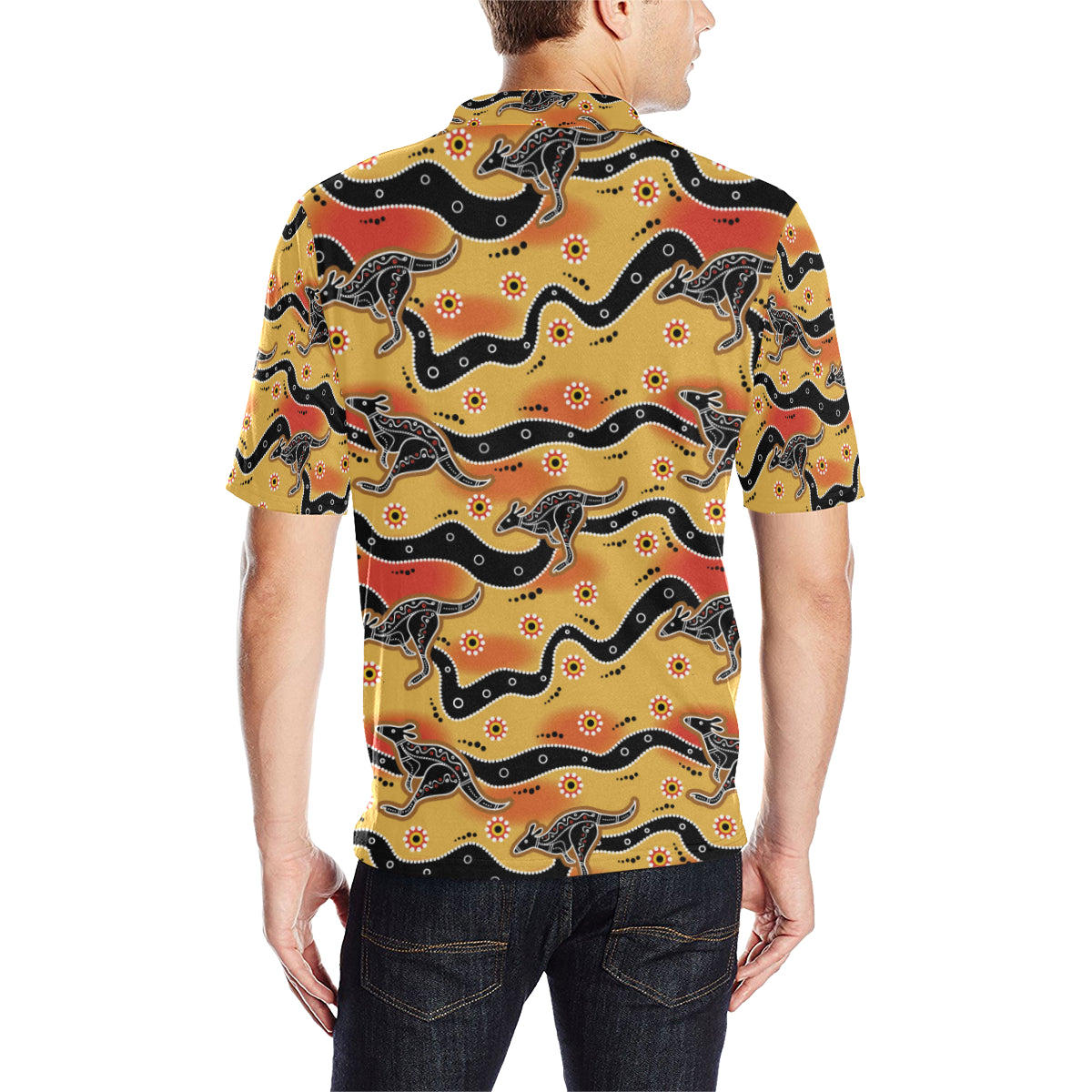 Kangaroos Aboriginal  Pattern Print Design 06 Men Polo Shirt