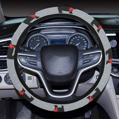 Scottish Christmas Themed Terriers Print Design LKS3018 Steering Wheel Cover with Elastic Edge