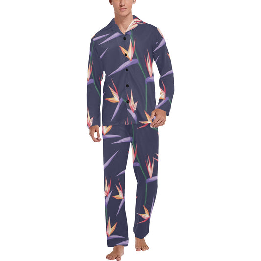Bird Of Paradise Pattern Print Design BOP015 Men's Long Pajama Set