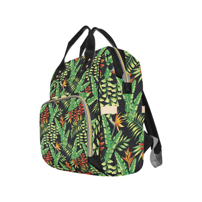 Hawaiian Flower Tropical Palm Leaves Diaper Bag Backpack