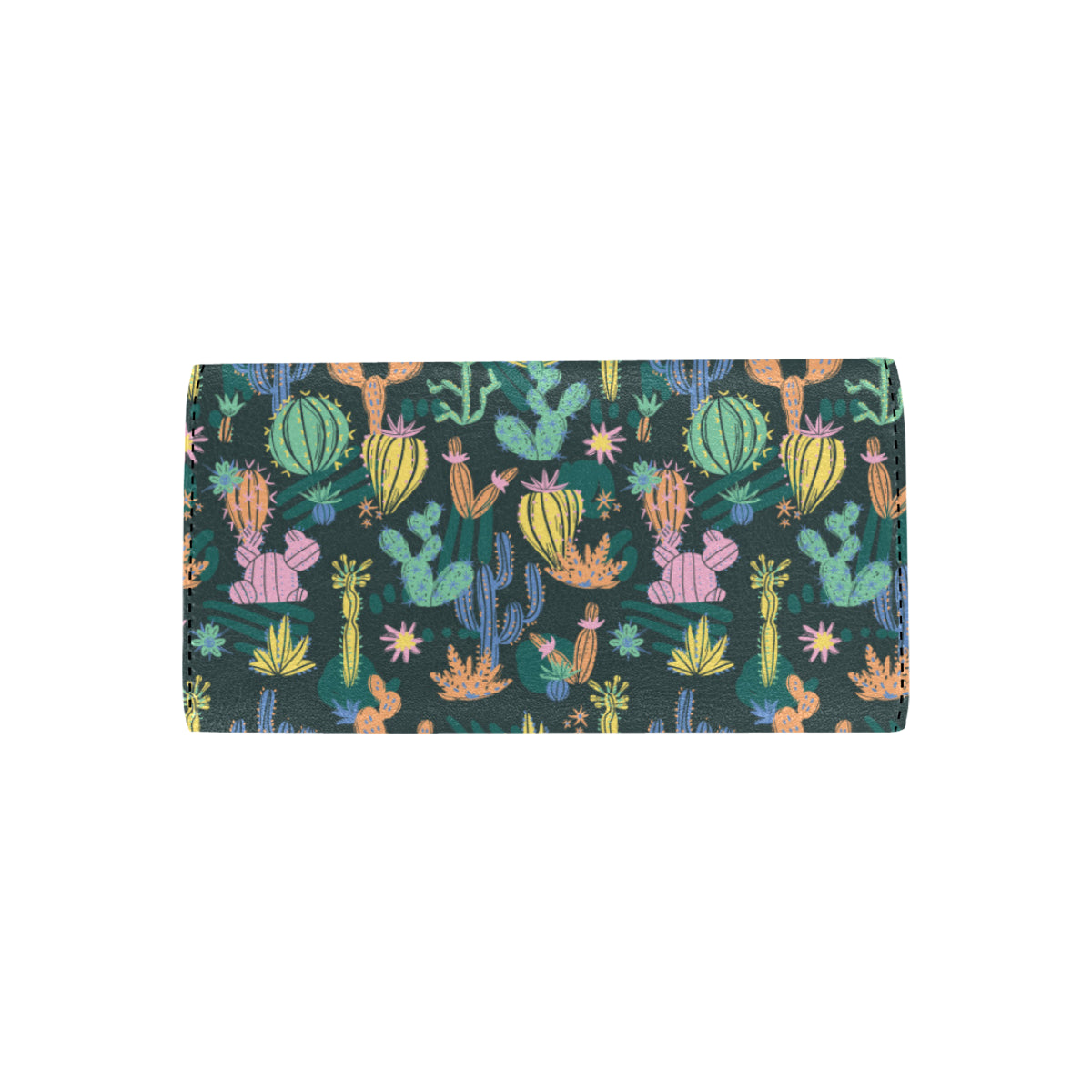 Cactus Pattern Print Design 05 Women's Trifold Wallet