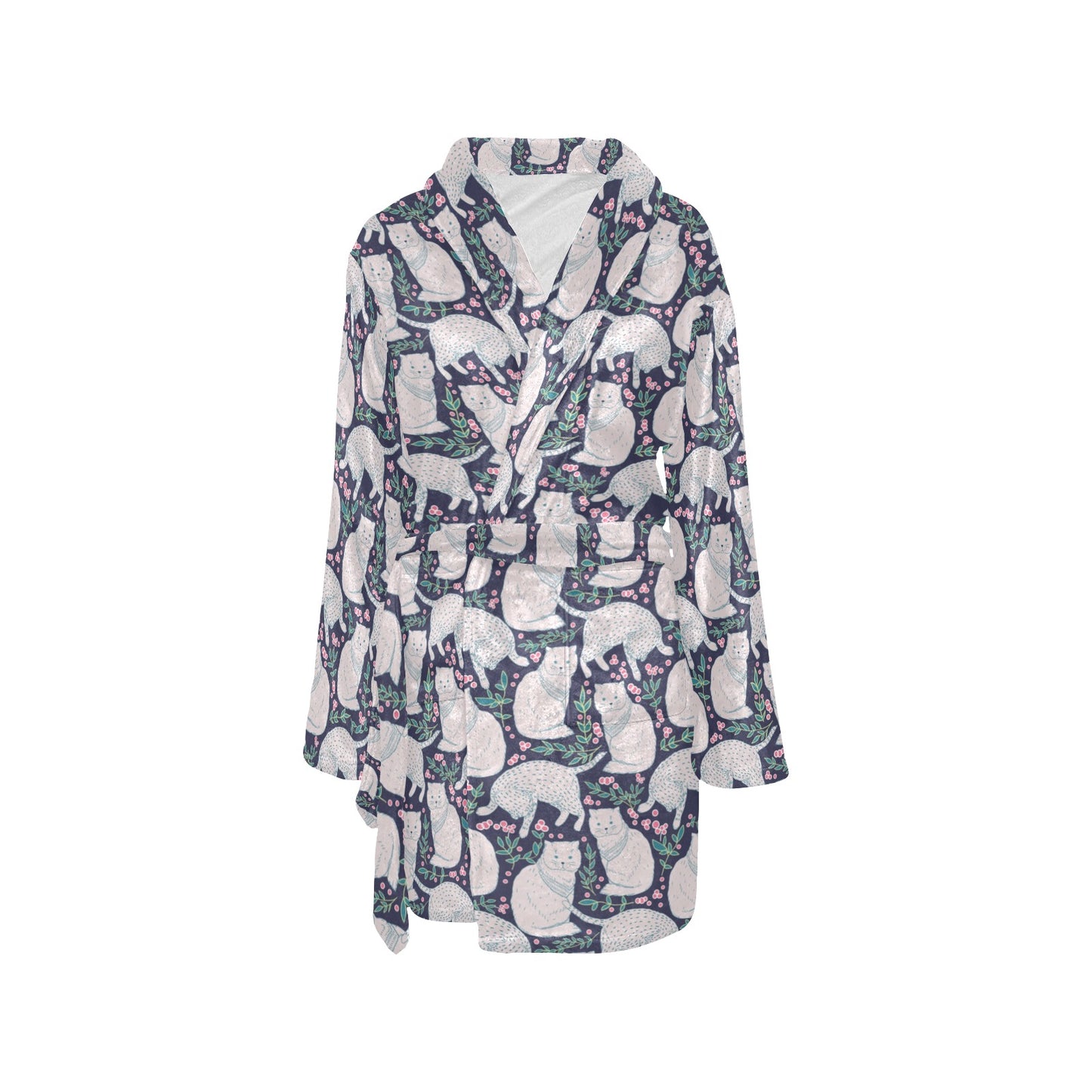 Cat Pattern Print Design 06 Women's Fleece Robe