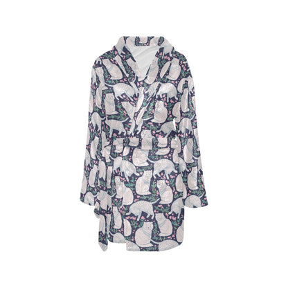 Cat Pattern Print Design 06 Women's Fleece Robe