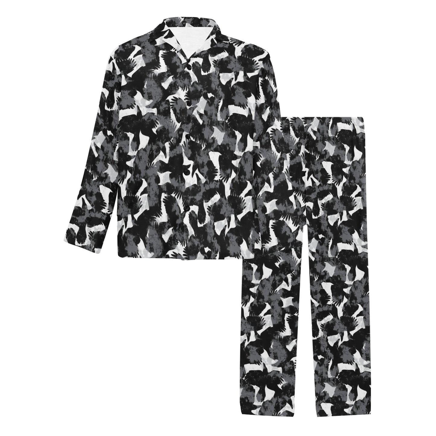 Crow Pattern Print Design 01 Men's Long Pajama Set