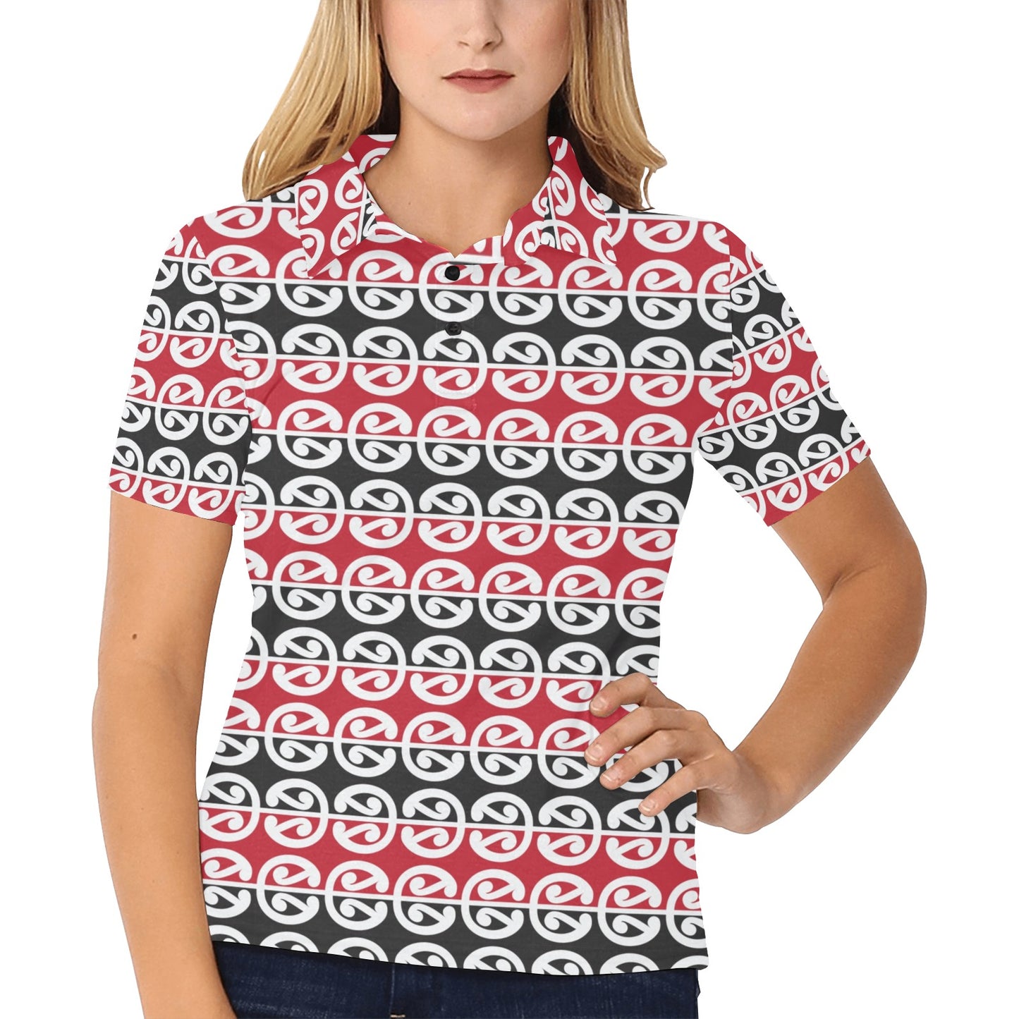 Maori Classic Themed Design Print Women's Polo Shirt