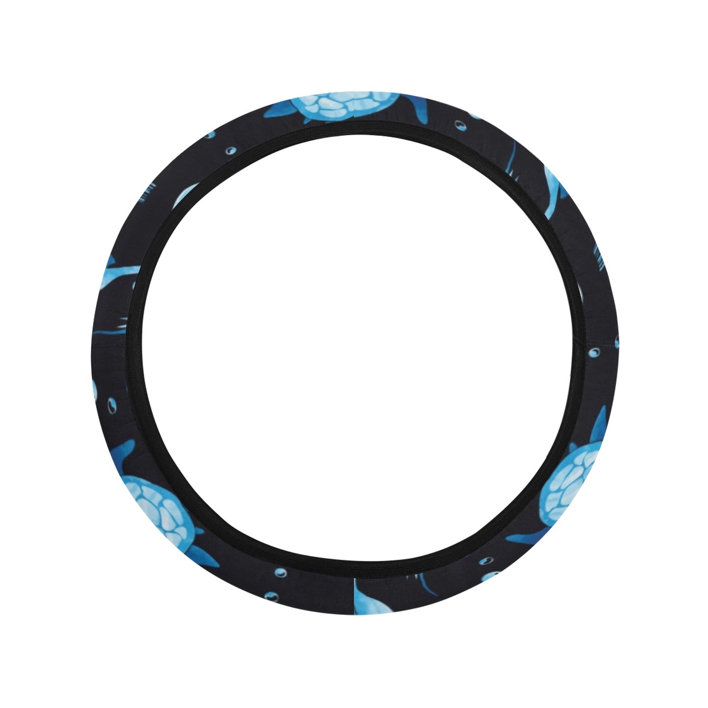 Sea Turtle Jelly Fish Sea Horse Print Design LKS3014 Steering Wheel Cover with Elastic Edge