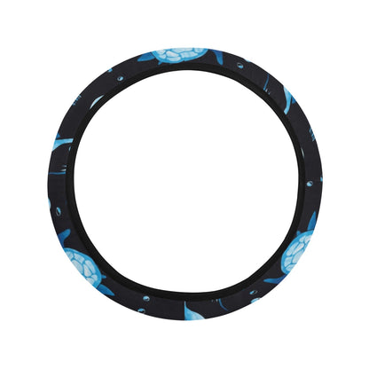 Sea Turtle Jelly Fish Sea Horse Print Design LKS3014 Steering Wheel Cover with Elastic Edge