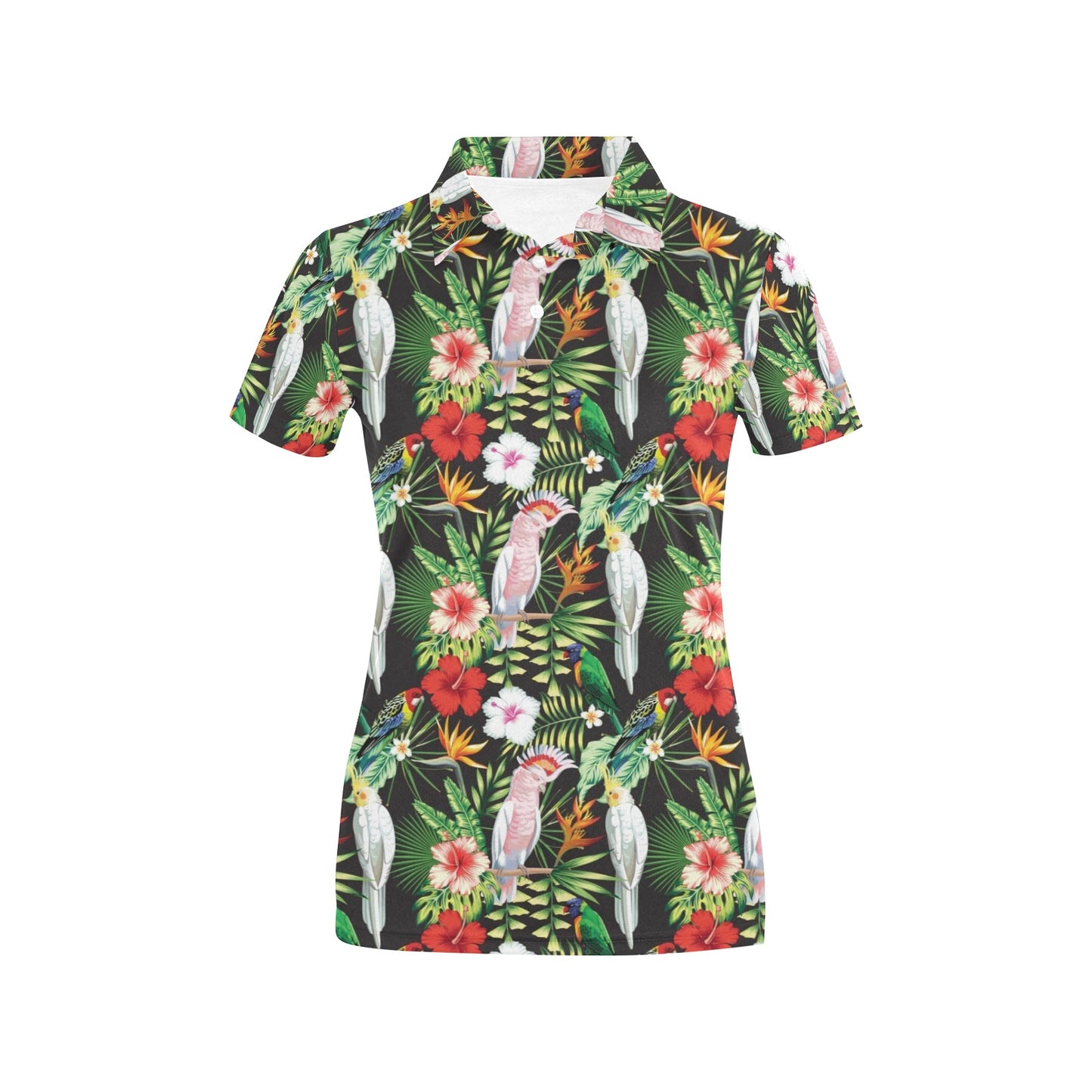 Tropical Flower Pattern Print Design TF03 Women's Polo Shirt