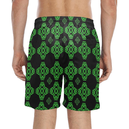 Celtic Knot Green Neon Design Men's Swim Trunks Beach Shorts
