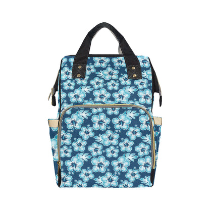 Blue Hibiscus Pattern Print Design HB011 Diaper Bag Backpack