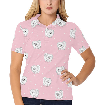 Pomeranians Pattern Print Design A02 Women's Polo Shirt