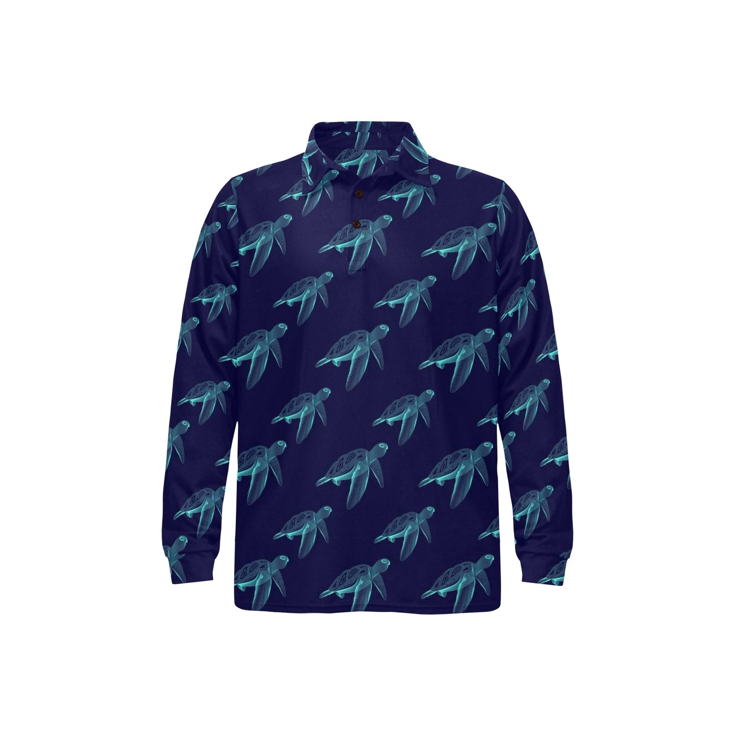 Sea Turtle Pattern Print Design T04 Long Sleeve Polo Shirt For Men's