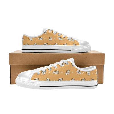 Shih Tzu Print Design LKS304 Women's White Low Top Shoes