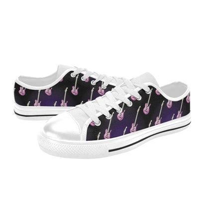 Electric Guitar Print Design LKS405 Women's White Low Top Shoes