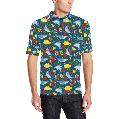 Scuba With Sharks Print Design LKS303 Men Polo Shirt