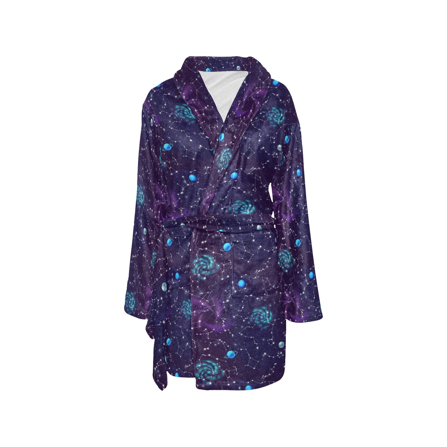Zodiac Galaxy Design Print Women's Fleece Robe