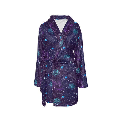 Zodiac Galaxy Design Print Women's Fleece Robe