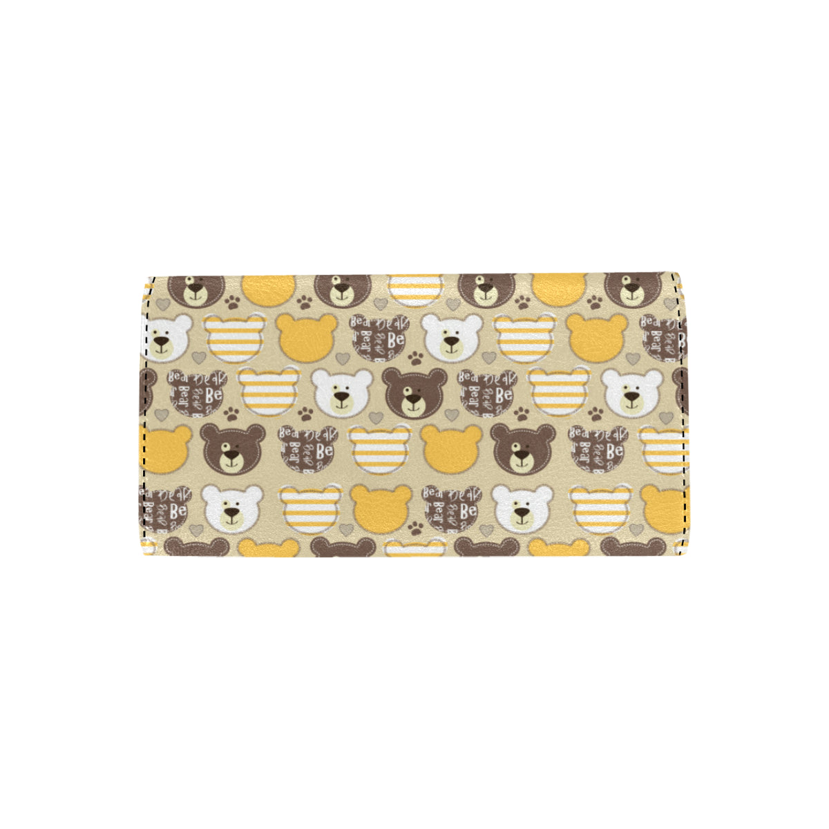Bear PatchworkPattern Print Design 01 Women's Trifold Wallet