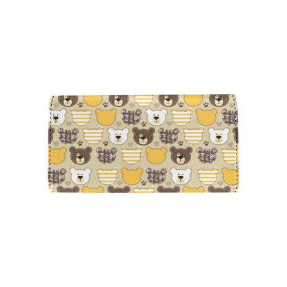 Bear PatchworkPattern Print Design 01 Women's Trifold Wallet
