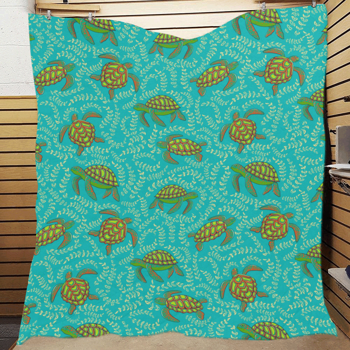 Sea Turtle Pattern Print Design T010 Premium Quilt