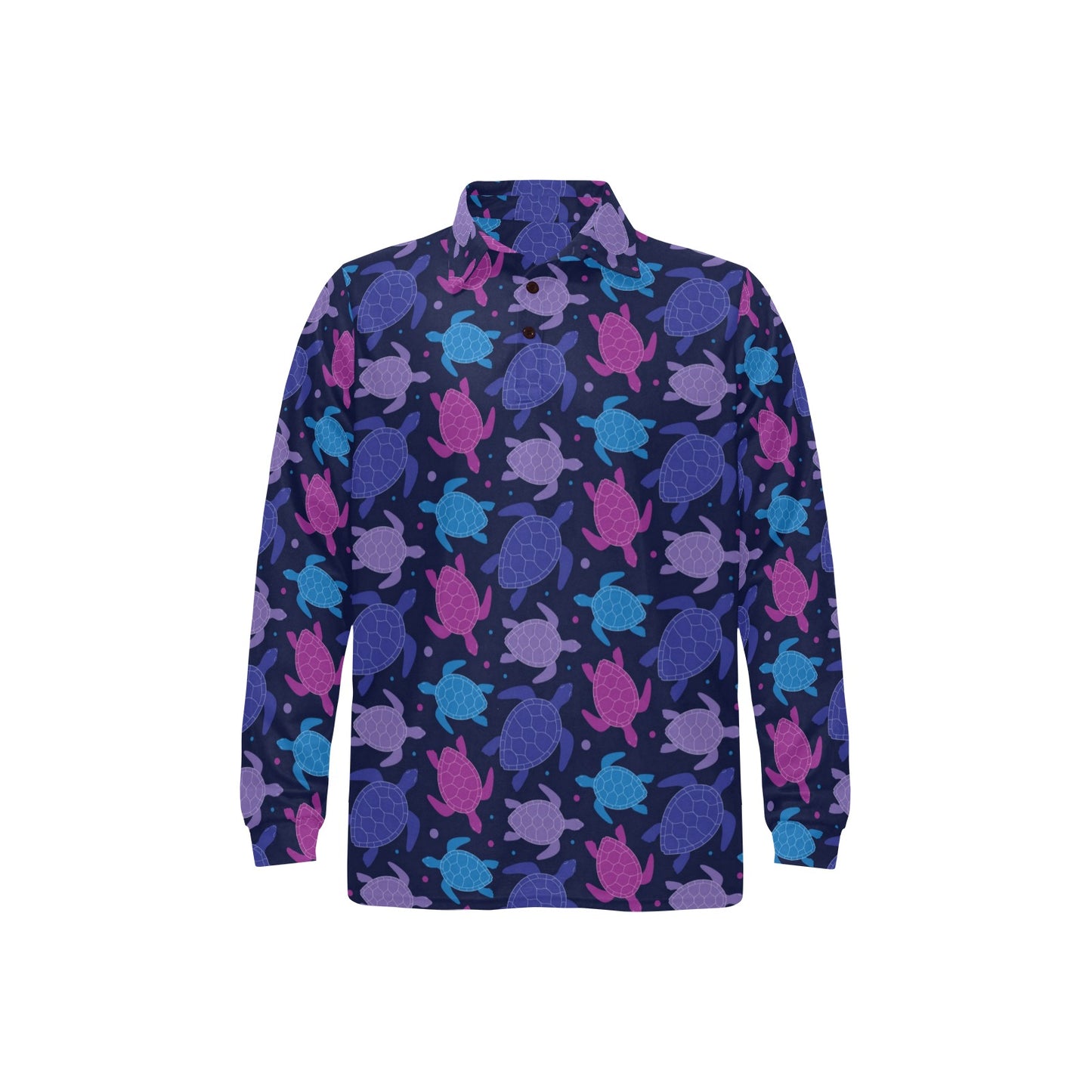 Sea Turtle Print Design LKS309 Long Sleeve Polo Shirt For Men's