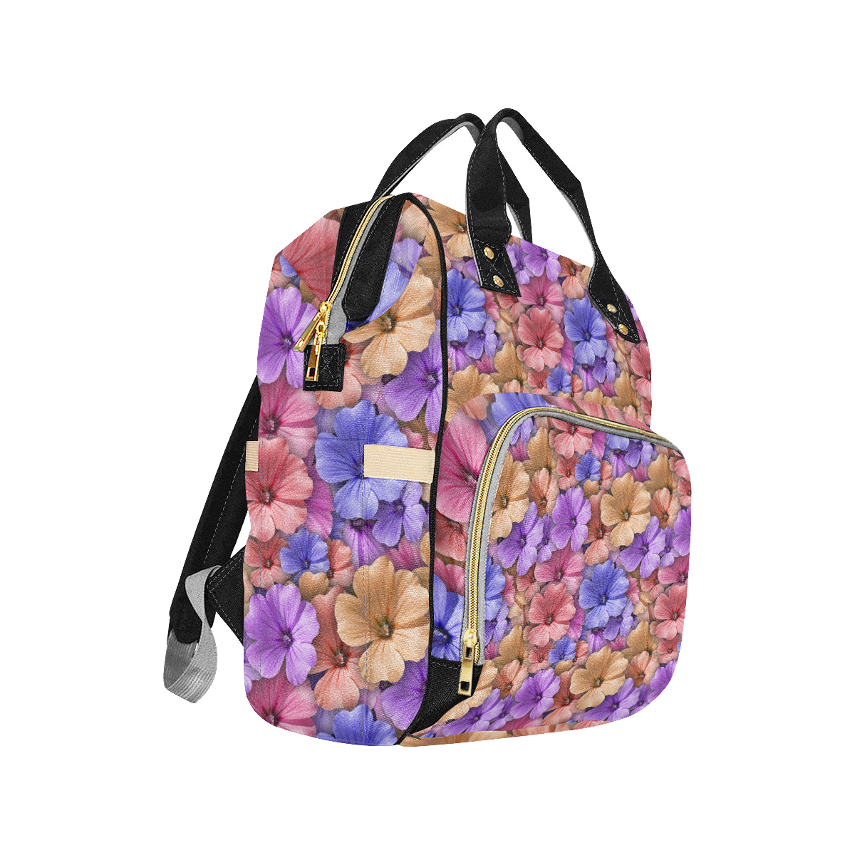 Colorful Geranium Pattern Diaper Bag Backpack
