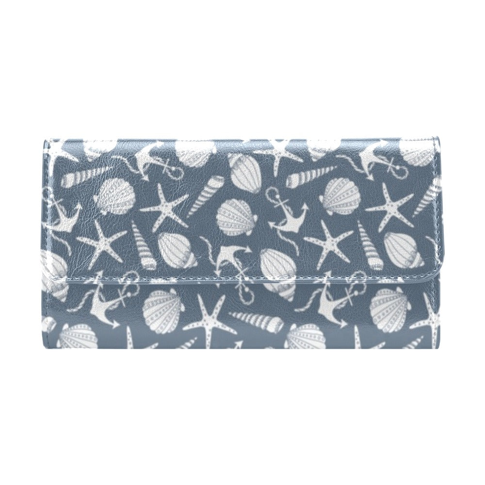 Seashell Print Design LKS306 Women's Trifold Wallet