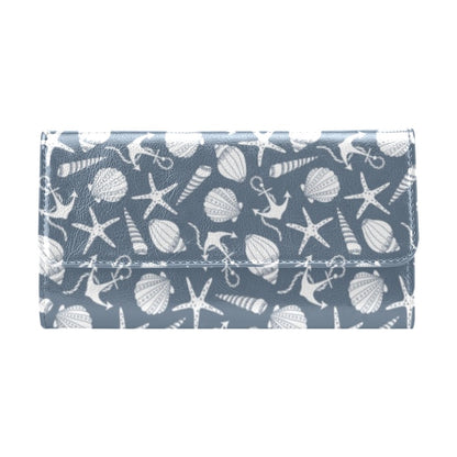 Seashell Print Design LKS306 Women's Trifold Wallet