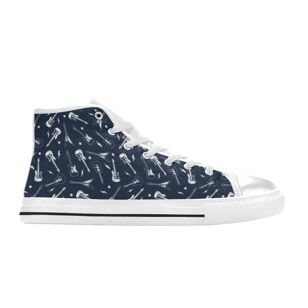 Electric Guitar Print Design LKS402 Men's High Top Canvas Shoes